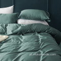 Conjunto de cama de quatro peças de cor pura de algodão de qualidade superior